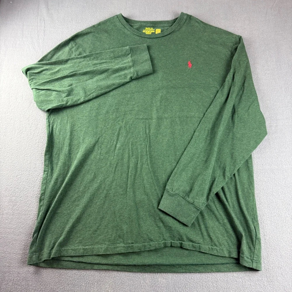 Polo Ralph Lauren Shirt Men's 2XL Green Long Sleeve Classic Fit Pony Logo Tee